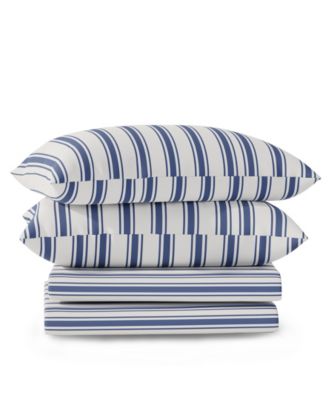 Brushed Cool Crisp 225-Thread Count Printed Cotton 4-Pc. Sheet Set, Queen