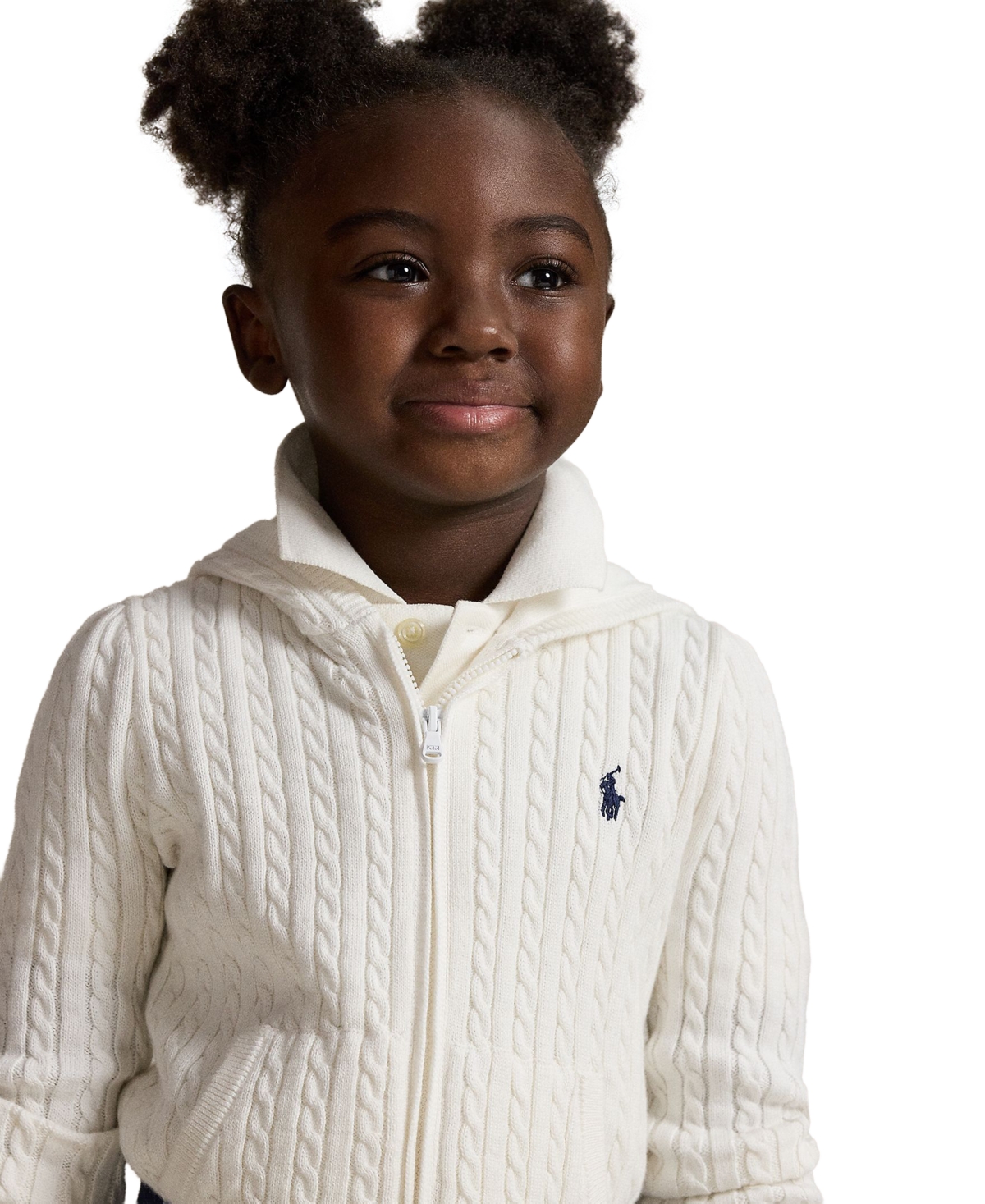 Polo Ralph Lauren Toddler and Little Girls Mini-Cable Cotton Full-Zip Hoodie