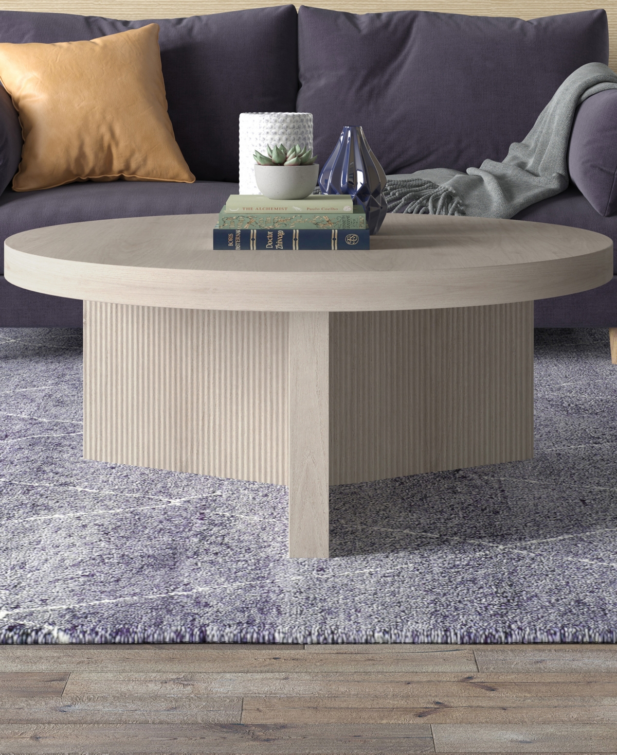 Hudson & Canal Holm 36" Wood Wide Round Coffee Table