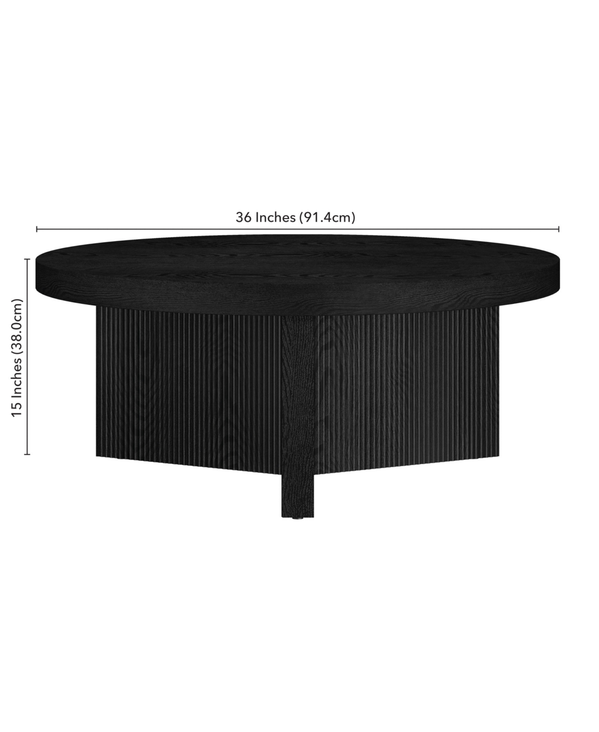 Hudson & Canal Holm 36" Wood Wide Round Coffee Table In Black