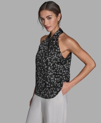 Women's Sleeveless Tie Neck Top