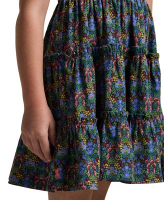 Girls' 2T-6X Floral Smocked Short-Sleeve Dress