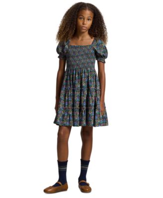 Polo Ralph Lauren - Girls 7-16 Floral Smocked Short Sleeves Dress