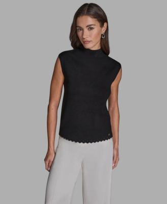 Women's Sleeveless Mock Neck Knit Top
