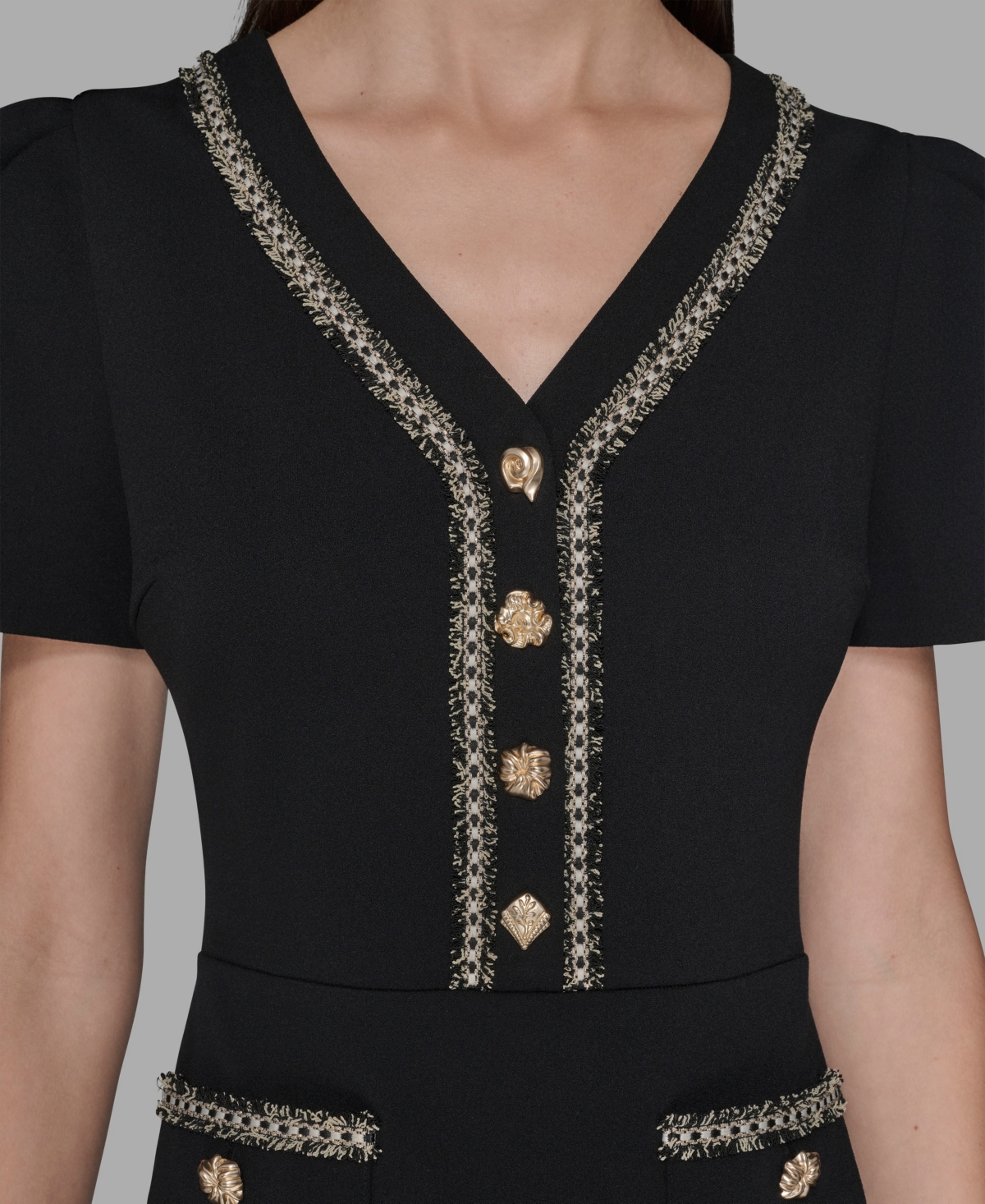 Karl Lagerfeld Paris Women's V-Neck A-Line Dress