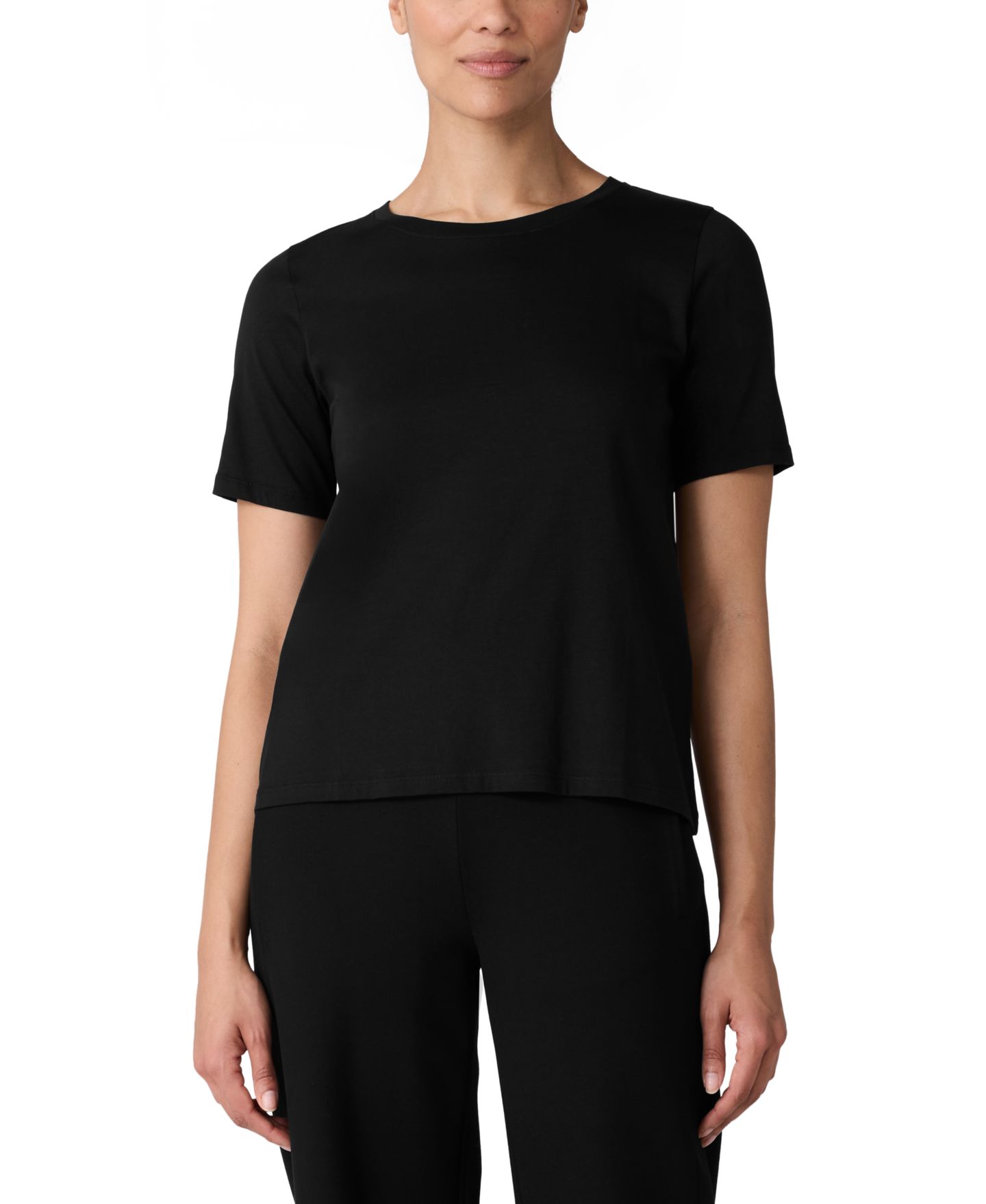 Женская футболка Eileen Fisher Round Neck, цвет: Чёрный — фото 1