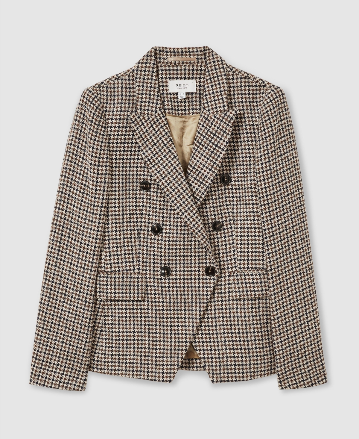 Reiss Women's Double-Breasted Houndstooth Cotton-Linen Blazer
