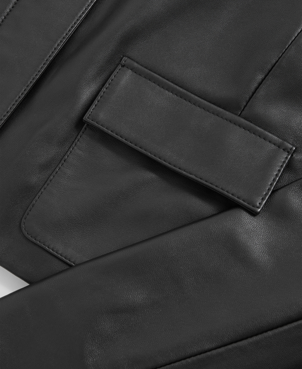 Reiss Black Collared Leather Jacket In Black