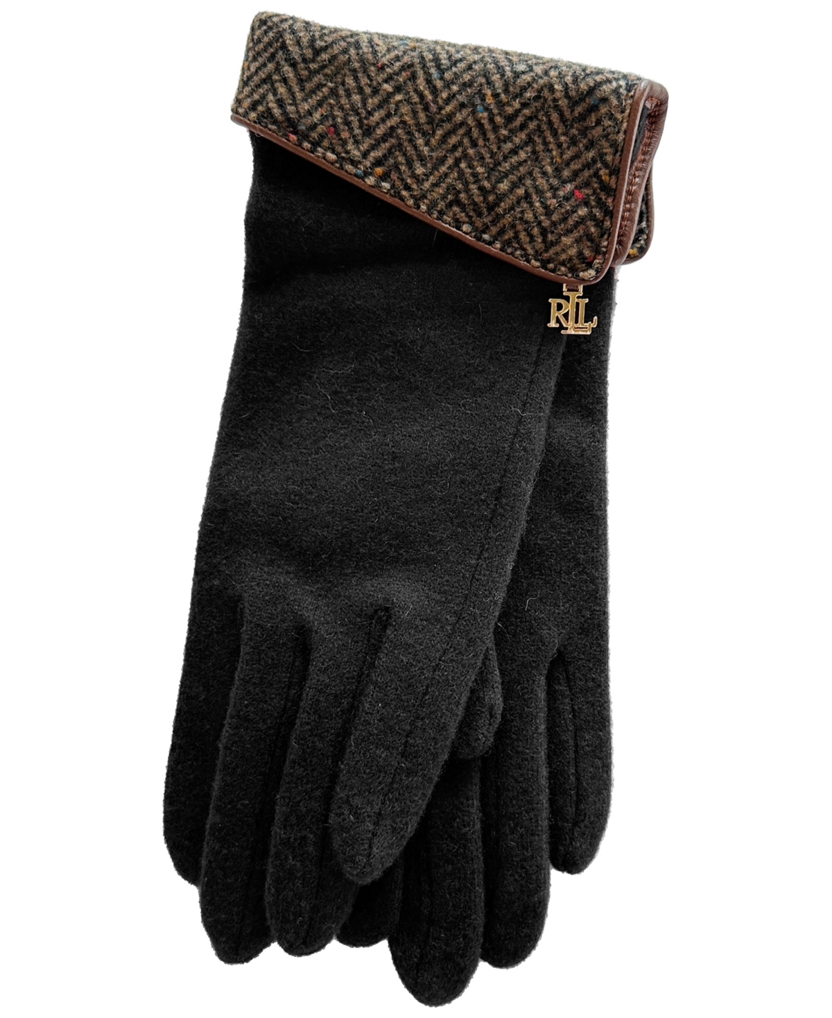Lauren Ralph Pattern Cuff Glove With Logo Charm