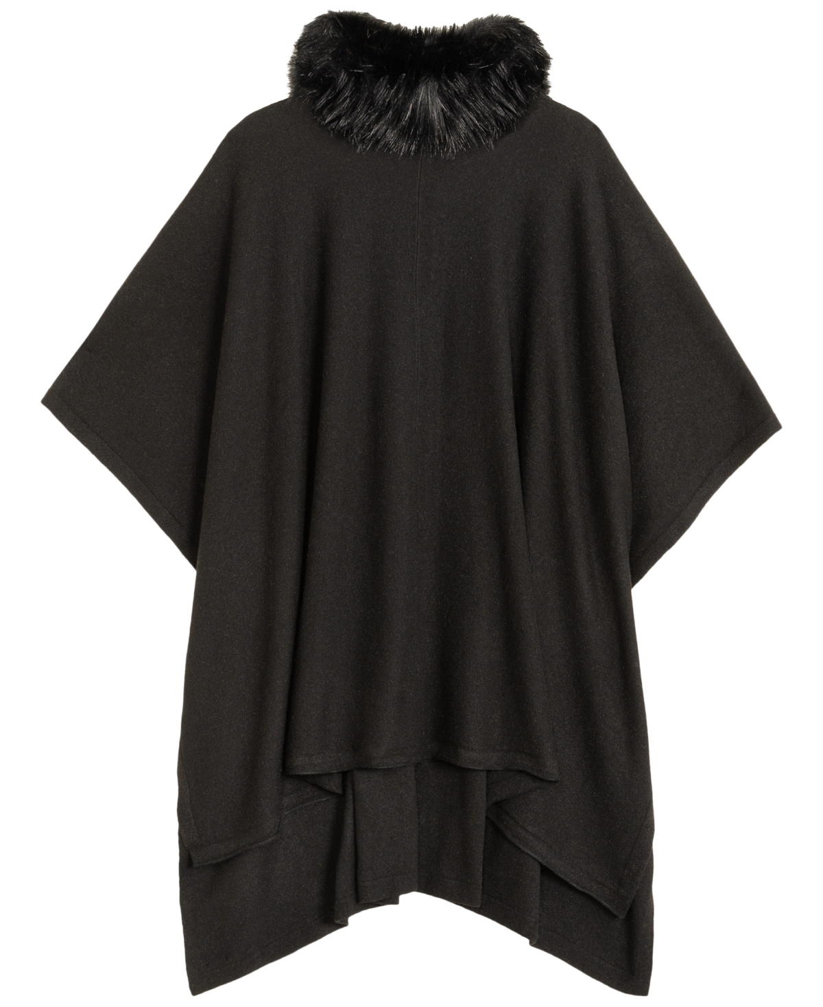 Lauren Ralph Fur Collar Knit Ruana Wrap