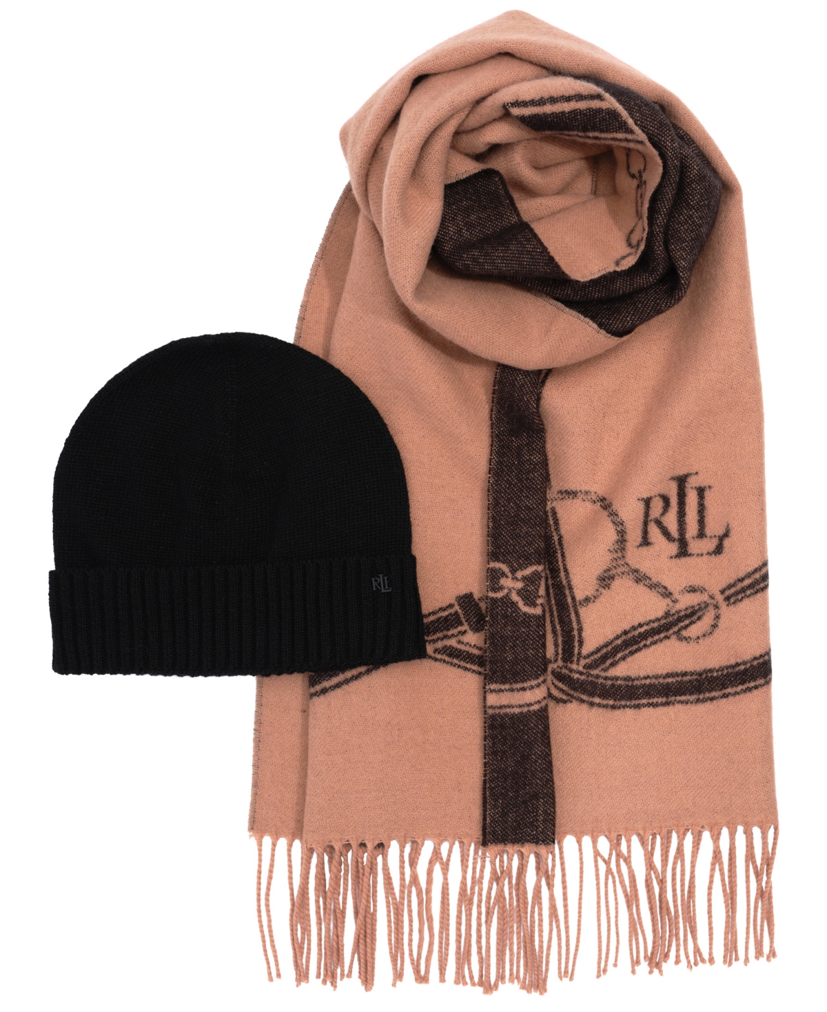 Lauren Ralph Lauren Equestrian Woven Scarf and Knit Hat Gift Set