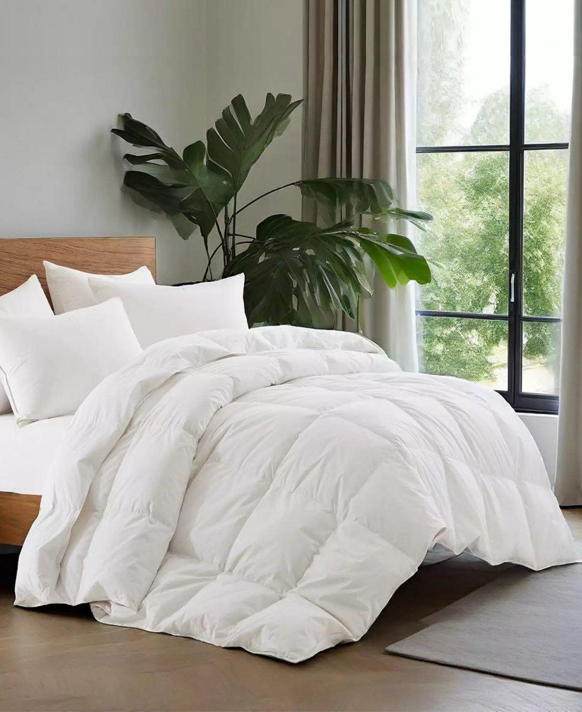 Unikome Cotton Fabric All Season Goose Feather Down Comforter, King