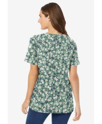 Plus Size Within Perfect Printed Short-Sleeve V-Neck Tee
