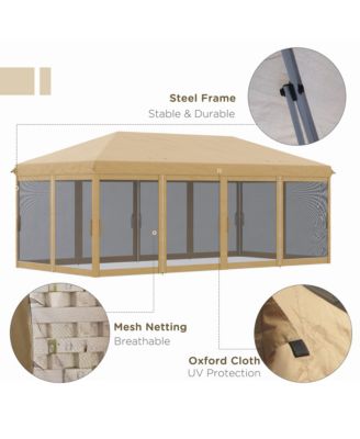 10' x 20' Pop Up Canopy with 6 Sidewall Mesh Nettings,