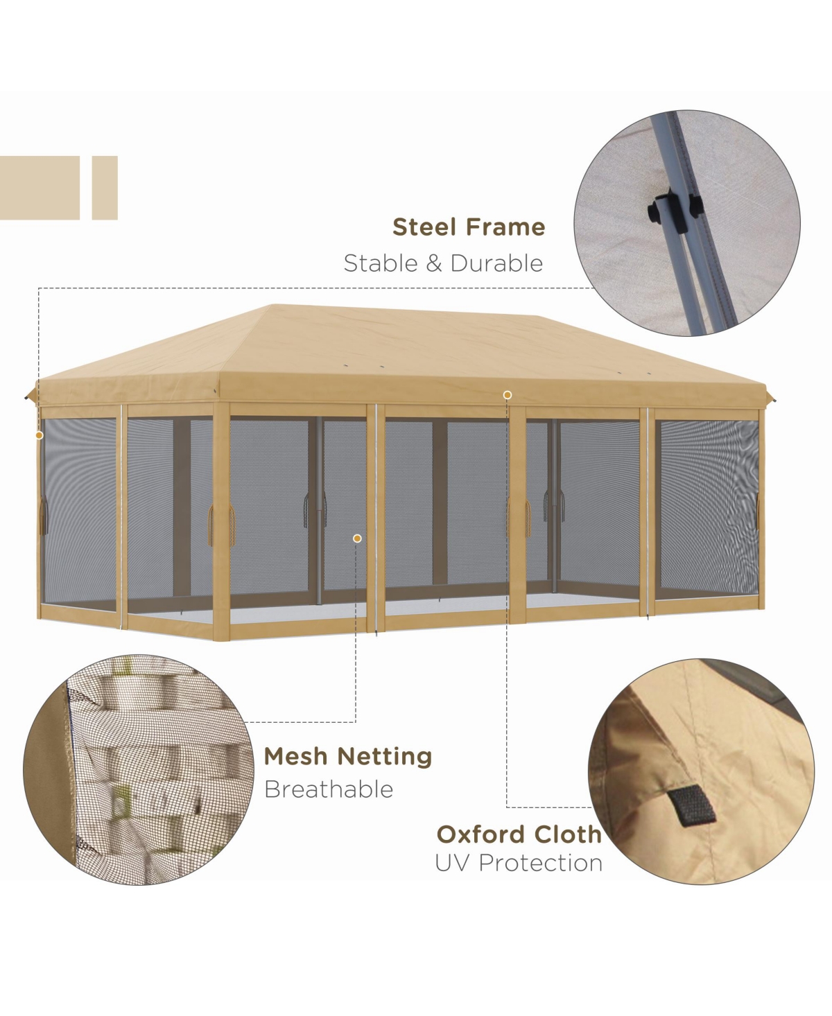 Outsunny Outdoor 10' x 20' Patio Gazebo Outdoor Pop-Up Canopy with Sidewalls, 6 Mesh Walls for Party, Events, Backyard, Lawn
