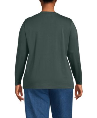 Plus Size Supima Cotton Long Sleeve Crewneck T-Shirt