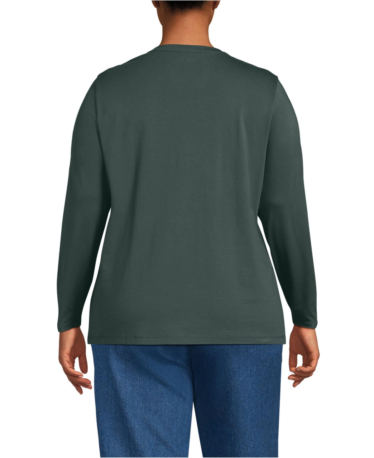 Lands' End Plus Relaxed Supima Cotton Long Sleeve Crew Neck T-Shirt