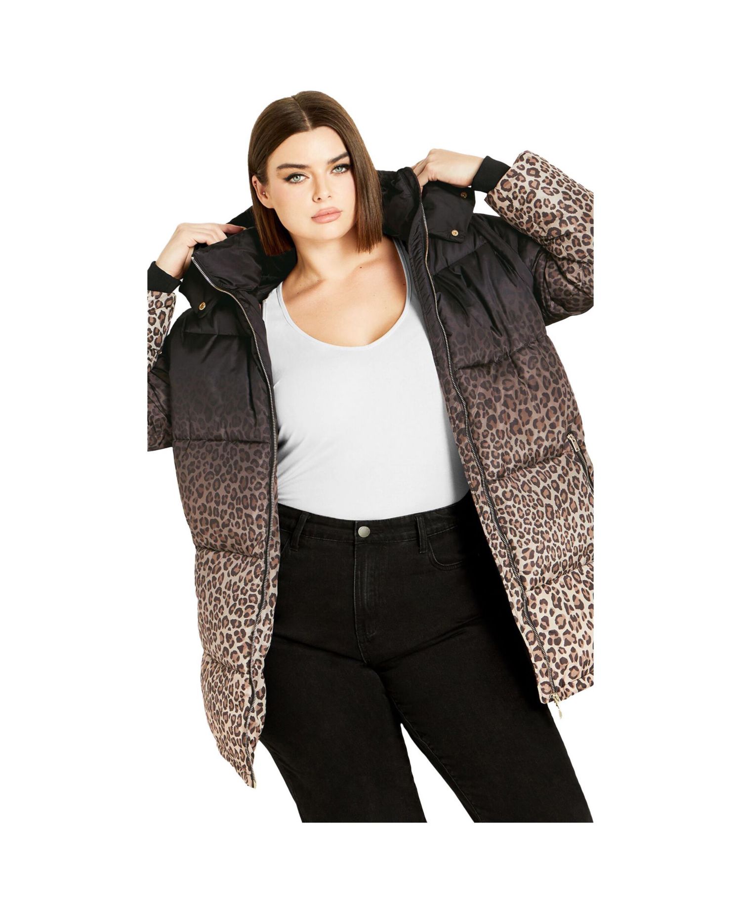 Women's Plus Size Indi Print Puffer Jacket