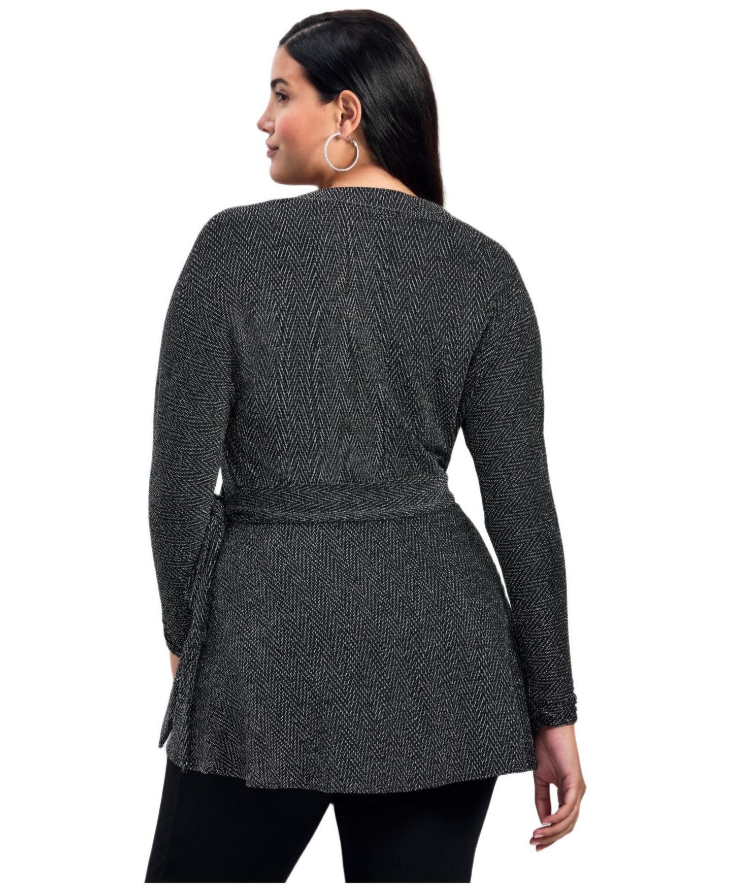 Женский топ Avenue Plus Size Glamour Sparkle Wrap, цвет: Чёрный — фото 2