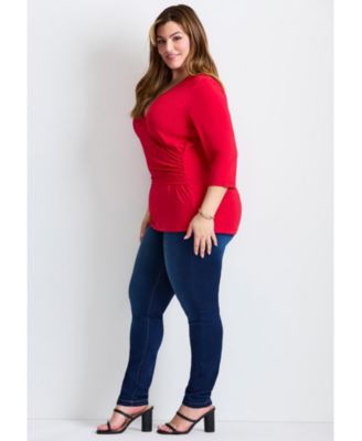 Women's Side Ruched Faux Wrap Top