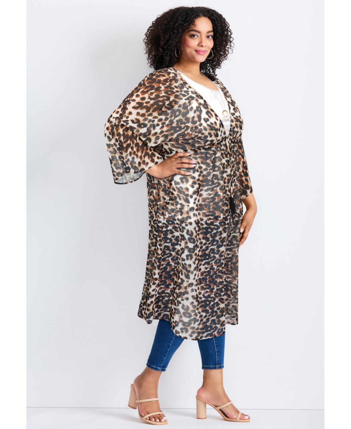 Avenue Women's Tie-Front Duster Kimono