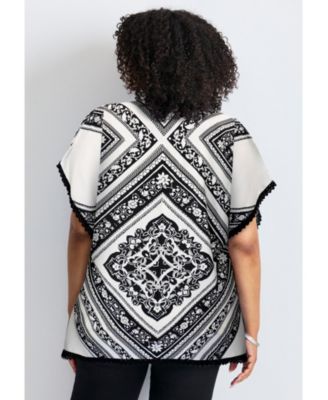 Women's Crochet Trim Poncho Top