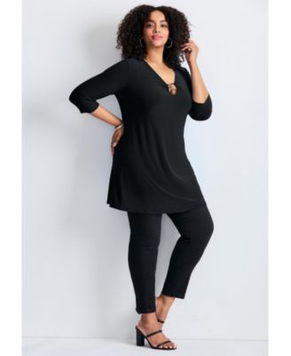 Women's Plus Size Ring Detail Tunic Top
