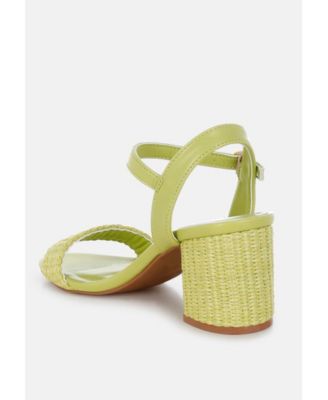 Womens Tulata Raffia Pin Buckle Block Heels