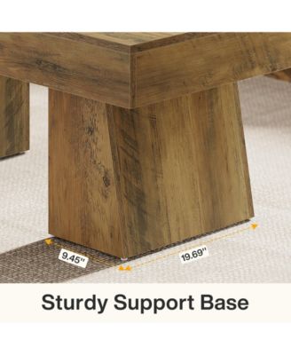 Farmhouse Coffee Table, 47 Inches Wooden Rectangular Accent Center Tables with Thick Base, Modern Low Cocktail Tea