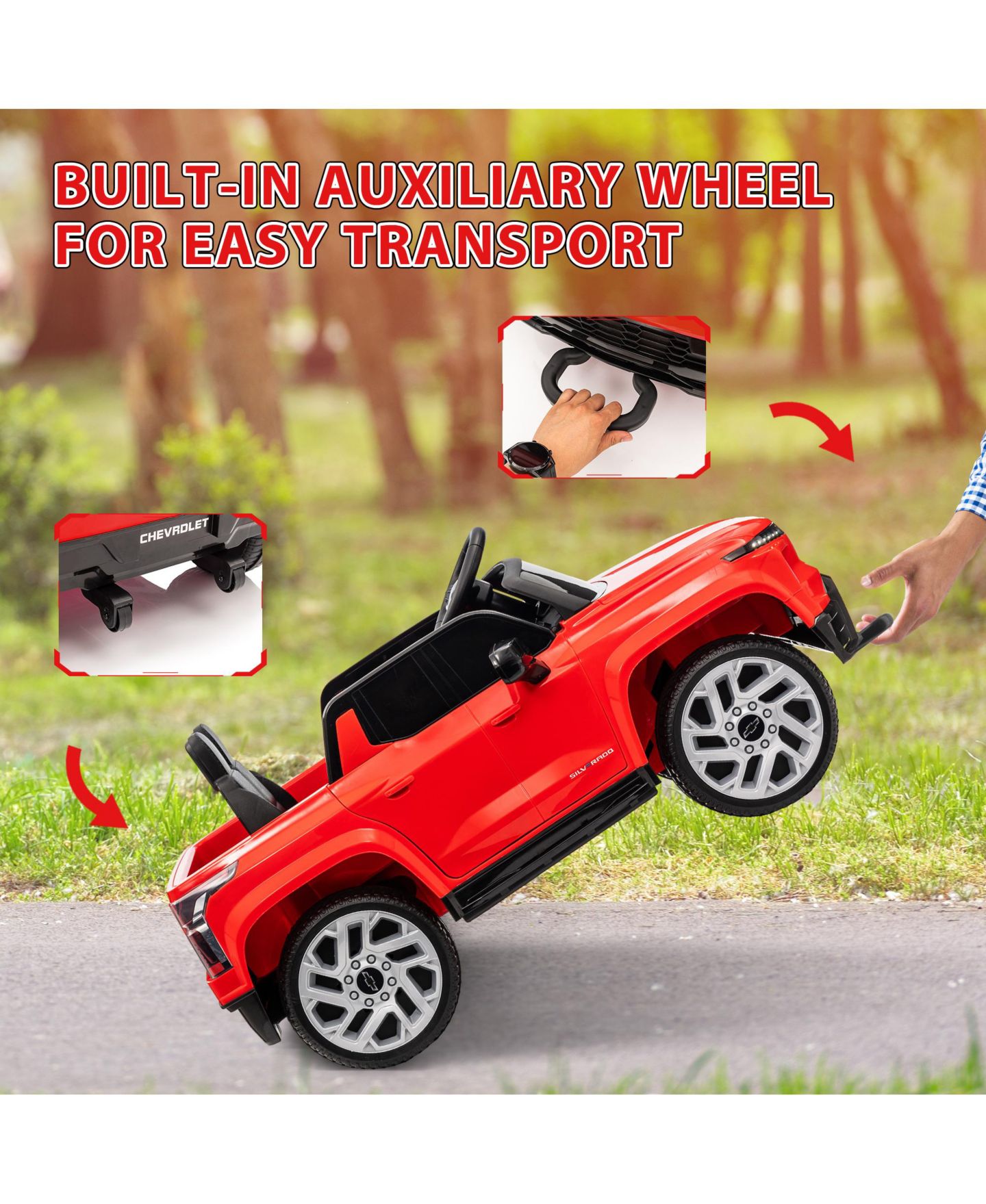 Детская игрушка Qaba Silverado EV RST Remote Control 12V Electric Ride-On Car, 66 lbs Capacity, 3–6 лет, цвет: Красный — фото 5