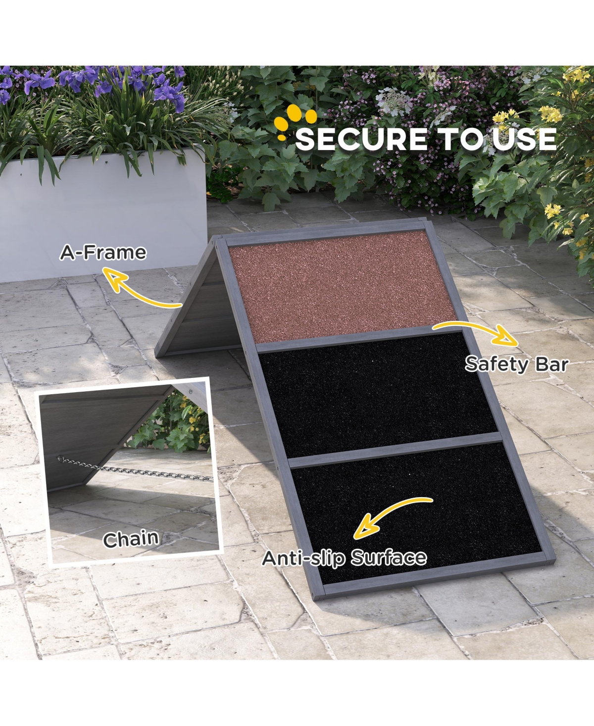 PawHut Dog Agility Equipment Ramp with Non-slip Surface, A-frame,