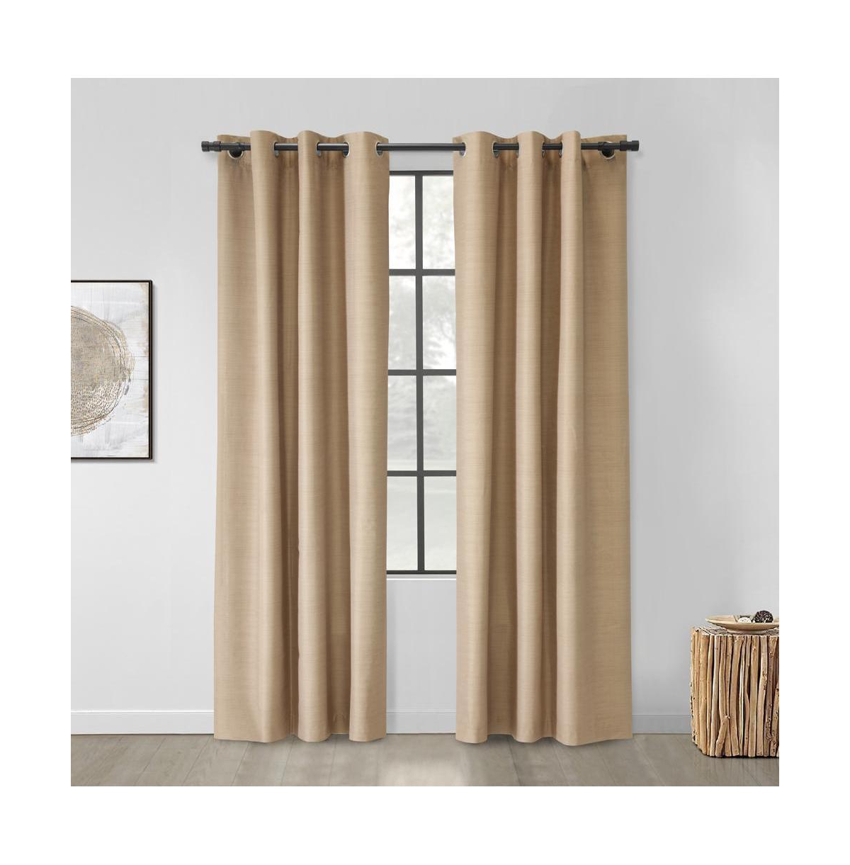 Thermaplus Patented Blackout Exclusive Curtain Rod Double Cap Finial Extendable 36" to 72" Black