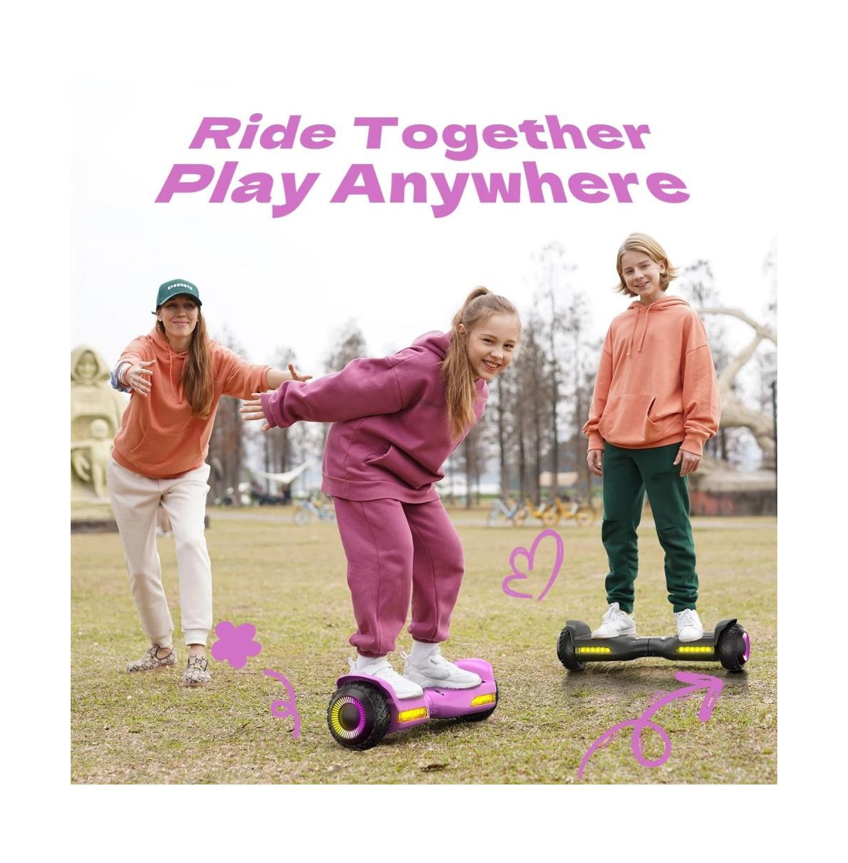Hoverboard All Terrain Hoverboard with Led Lights & 500W Motor, Self Balancing Off Road Hoverboards with Bluetooth for Kids ages 6-12 and Adults
