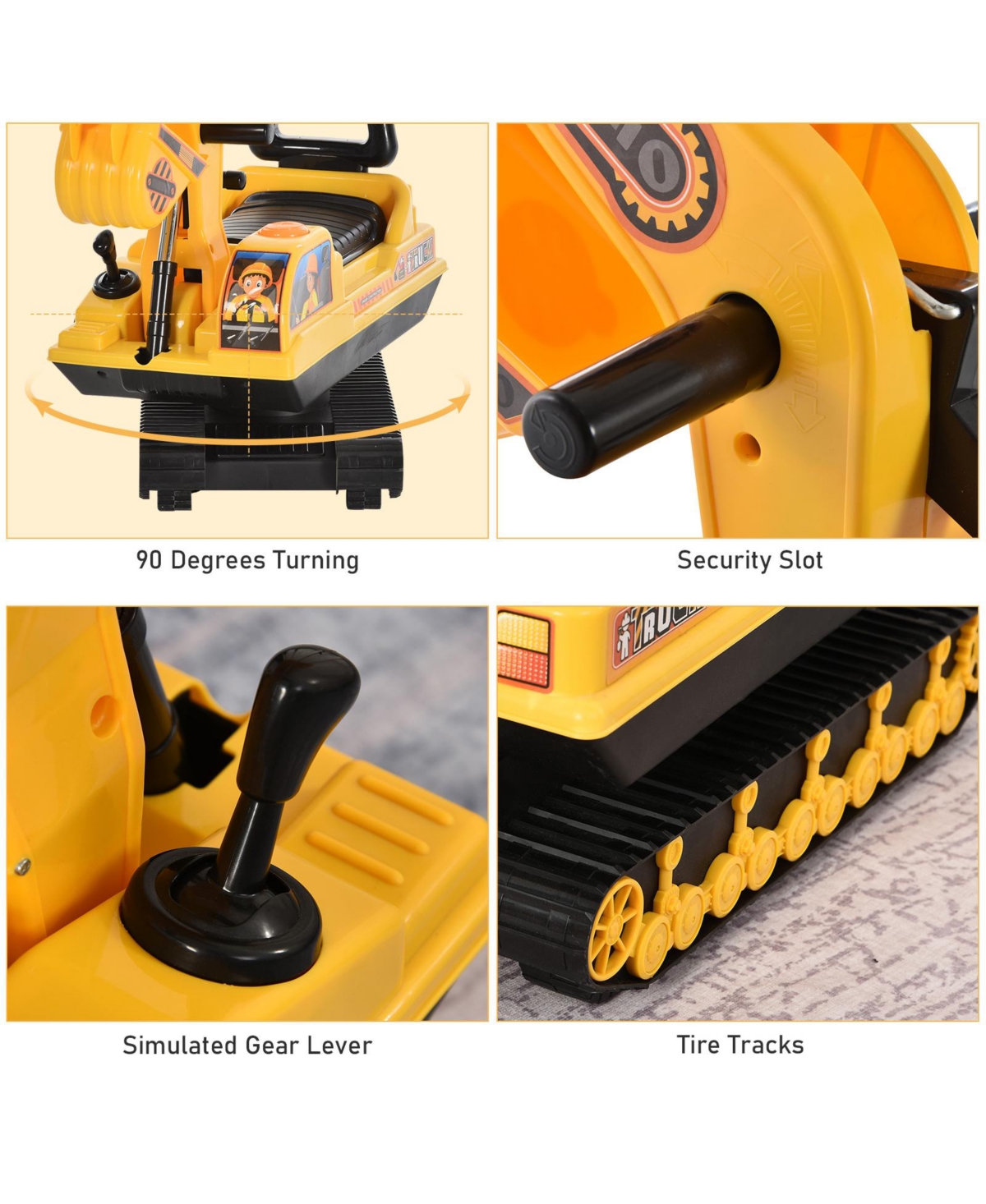 Ride On Excavator Toy, Toddler Construction Truck Walker with Movable Digger, Pretend Play, Basket Storage, Ride On Scooter for Boys and Girls