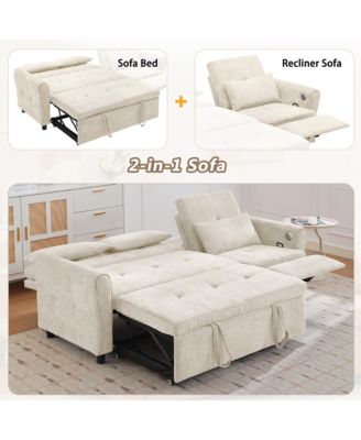 2-in-1 Sofa 82 Inches Three-seater Sofa with a Sofa Bed and a Reversible Recliner Sofa for Living Room