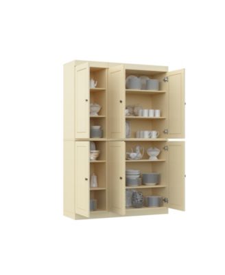 100% Solid Wood 48.5" Pantry Cabinet with Raised Panel Doors & Adjustable Shelves