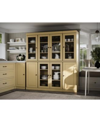 65" 1-Pc. Solid Wood Pantry China Cabinet with Raised Panel, Clear Glass Doors and Adjustable Shelves