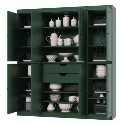 100% Solid Wood Pantry Cabinet, Shaker Doors, 2 Drawers, Adjustable Shelves, 65" Wide, 71.5" Tall