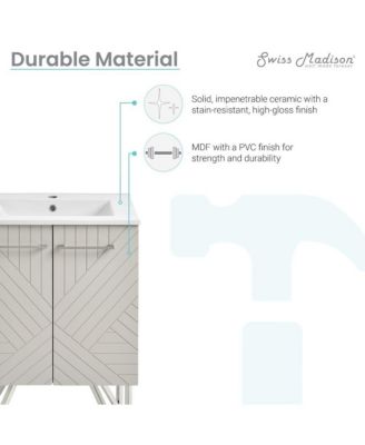 Annecy 24" Freestanding Bathroom Vanity in Greige with Sink Top