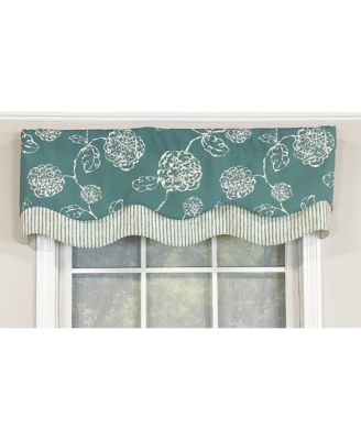Pouf Floral Glory Valance Black. 3" Rod Pocket, Layered. 50"W X 16"L