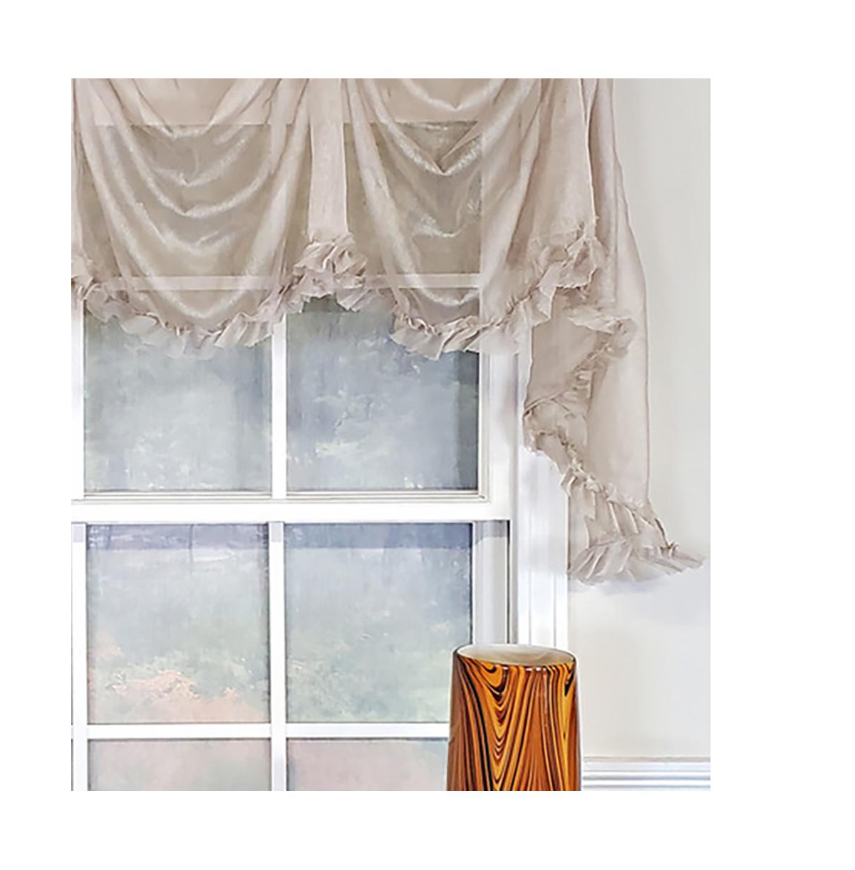 Rlf Home Luxurious Modern Design Classic Sheers Victory Swag 3-Scoop Window Valance 50" x 25" Silver