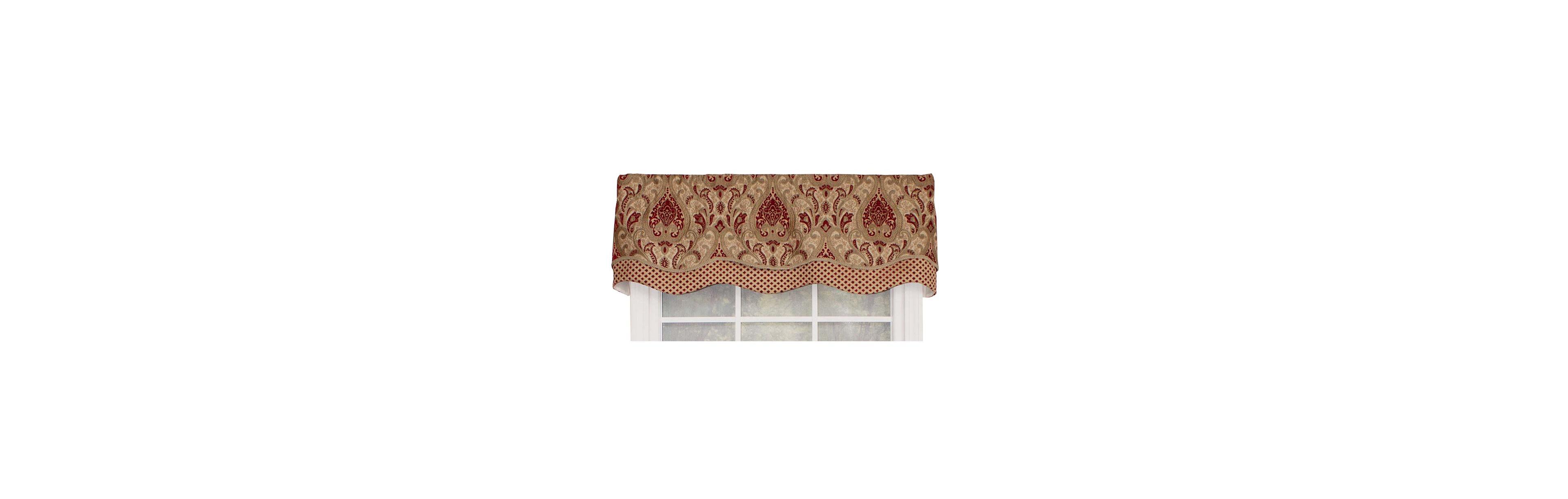 Rlf Home Chenille Fabric with Damask Motive Paisley Dream Glory Valance 3" Rod Pocket 50" x 16" Claret