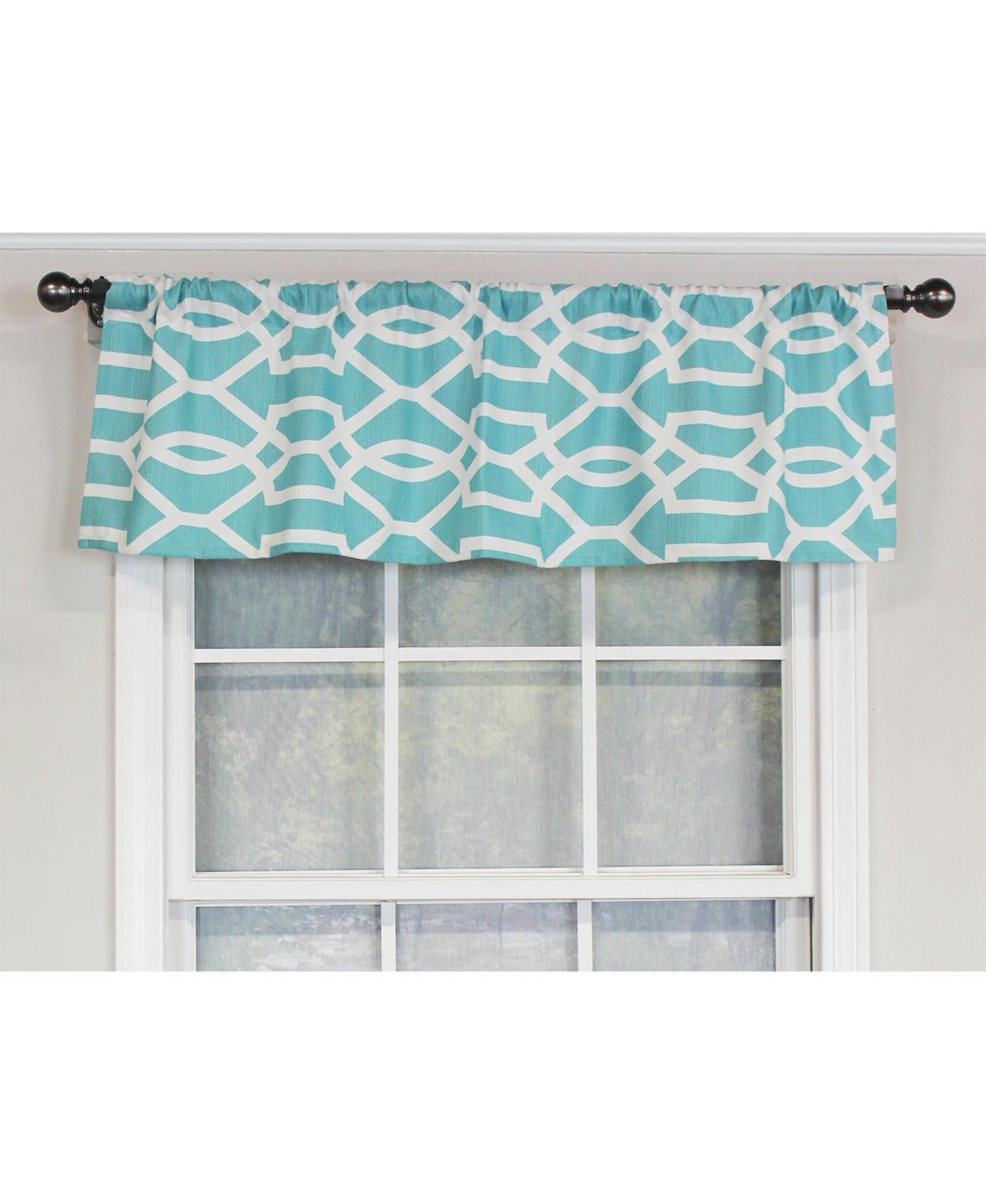 Rlf Home Moroccan Tailored 100% Cotton with Fully Lined 3" Rod Pocket Valnance for Windows 50" x 14" Turquoise