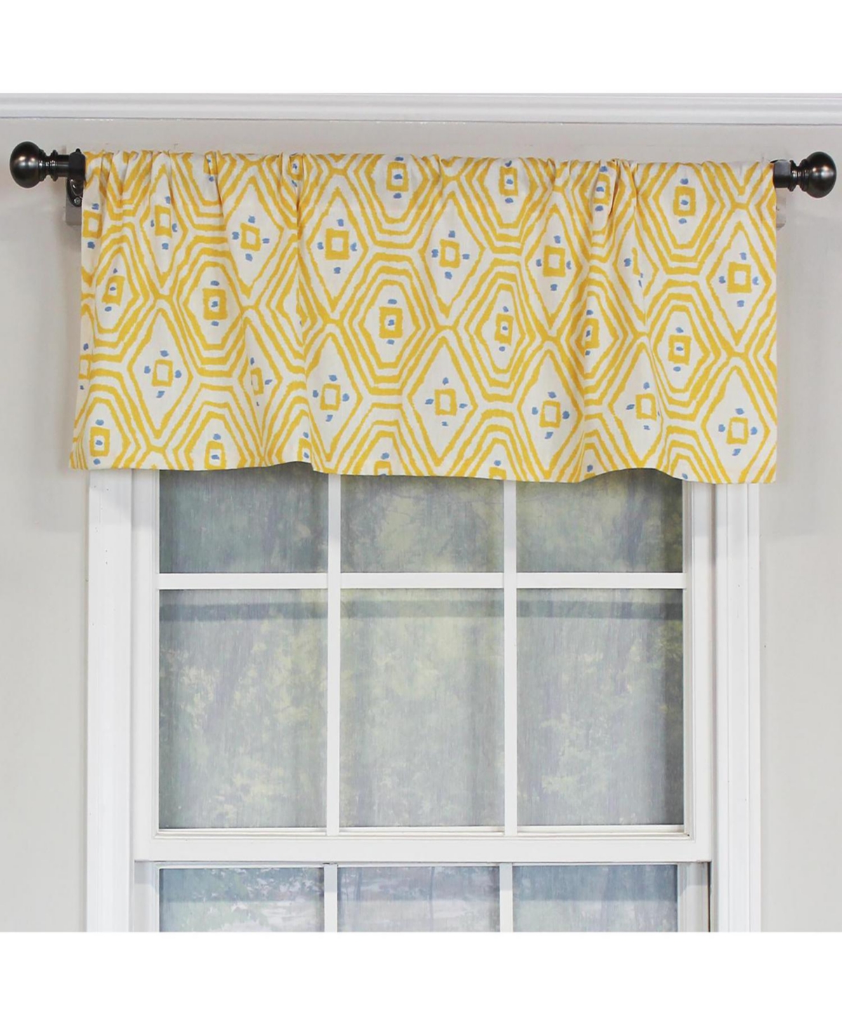 Rlf Home Geo Tailored 100% Cotton with Fully Lined 3" Rod Pocket Valnance for Windows 50" x 14" Yellow