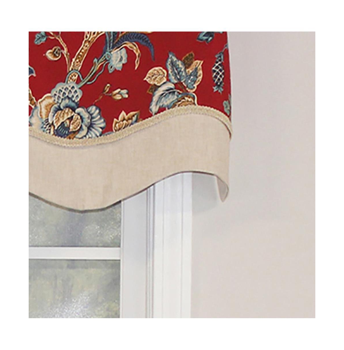 Rlf Home Gianna Glory Valance Red. 3" Rod Pocket, Layered, Trimmed. 50"W X 16"L