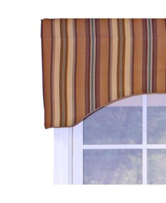 Daria Stripe Corded Arch 100% Cotton with Fully Lined 3" Rod Pocket Valnance for Windows 50" x 17" Saddle