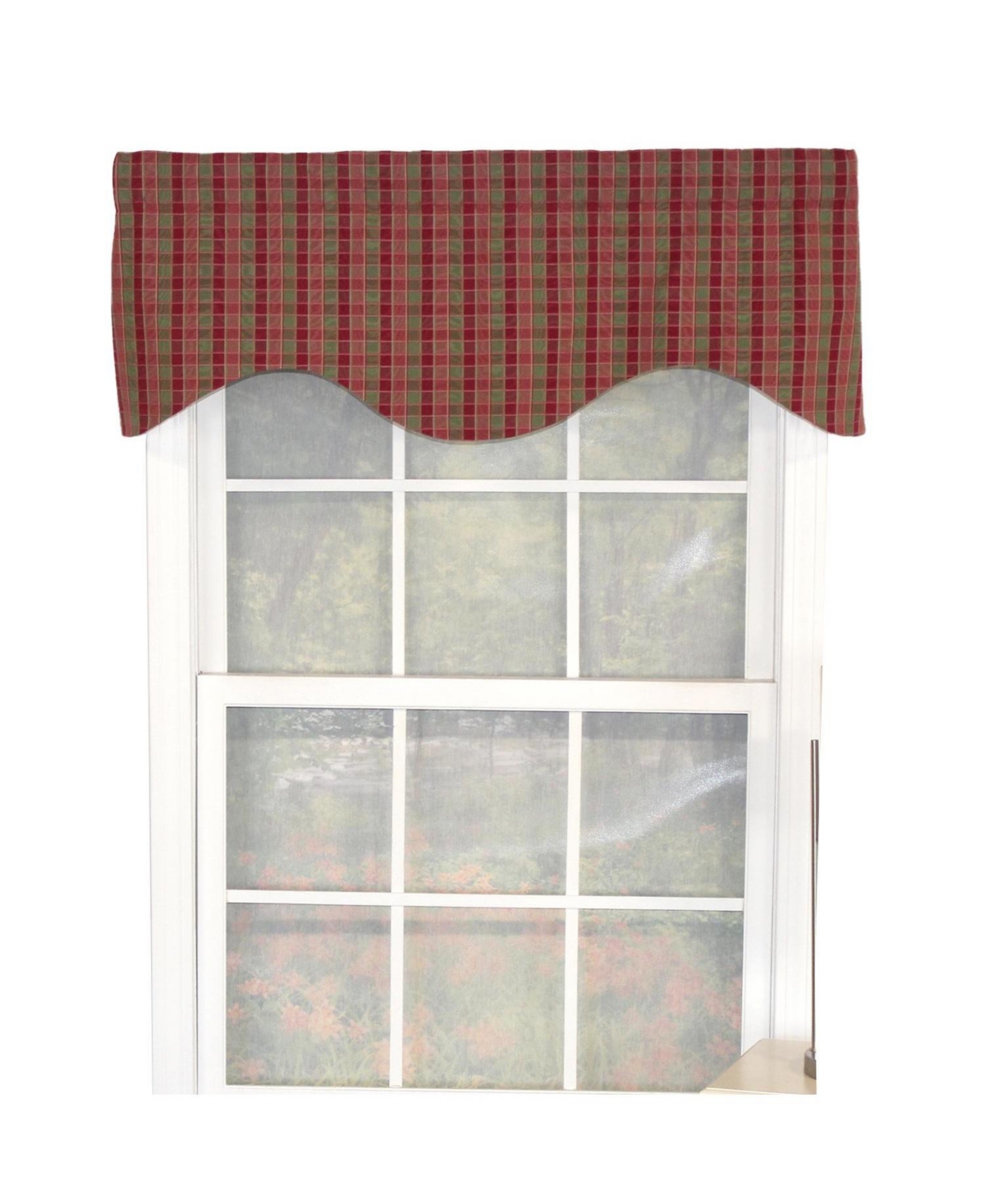 Rlf Home Gabriel Check Cornice 100% Cotton with Fully Lined 3" Rod Pocket Valnance for Windows 50" x 17" Grape