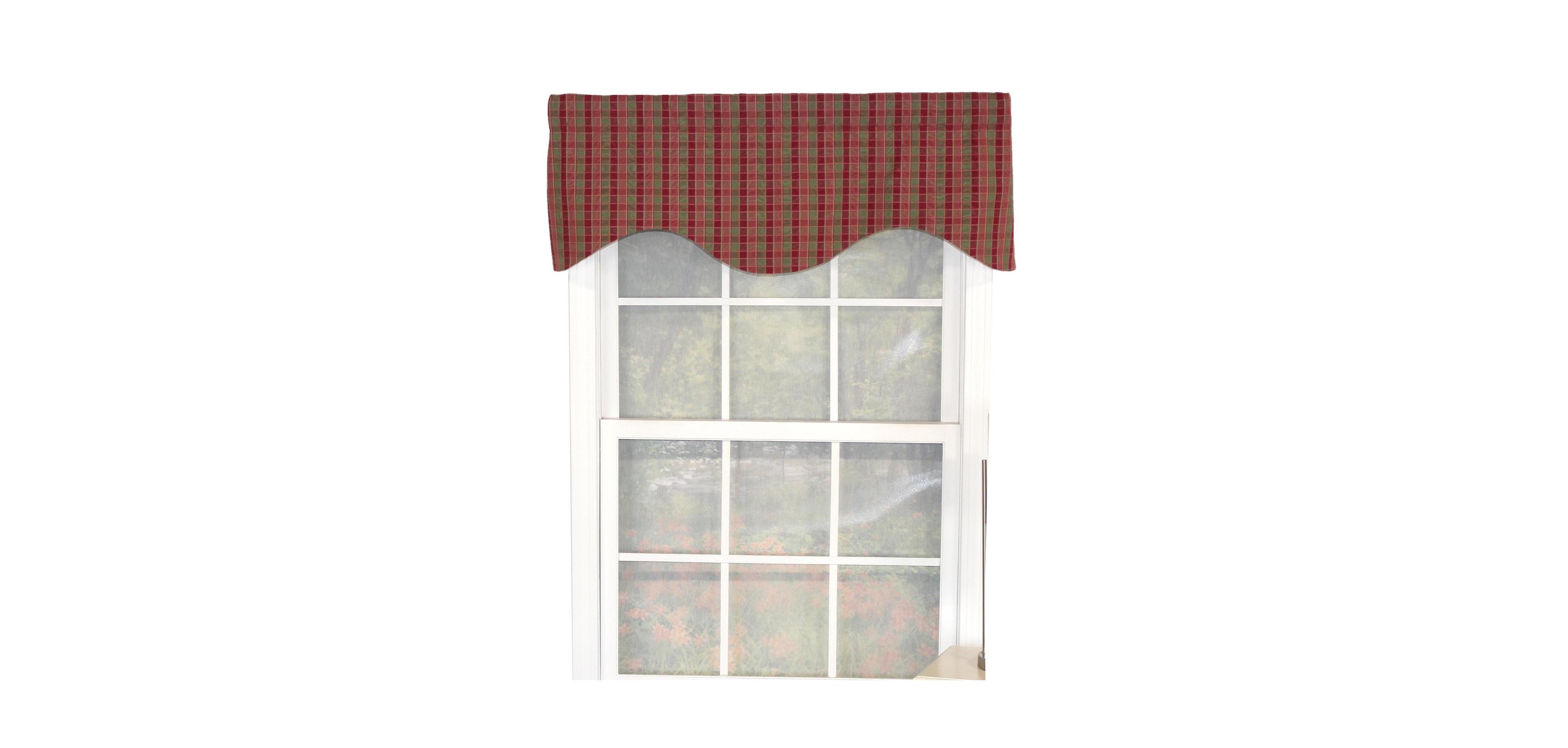 Rlf Home Gabriel Check Cornice 100% Cotton with Fully Lined 3" Rod Pocket Valnance for Windows