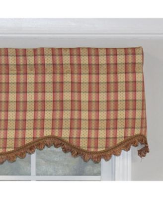 Bazaar Plaid Trimmed Provance 100% Cotton with Fully Lined 3" Rod Pocket Valnance for Windows 50" x 15" Cornflower