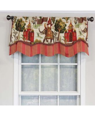 Madhubala Glory Pattern "A " Elephant in Center Window Treatment Valance 3" Rod Pocket 50" x 16" Spice Red